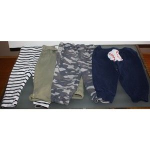 Lot of Four Baby Boy Pants Sz 3/6 Mo Child of Mine Rabbit + Bear Cloud Island